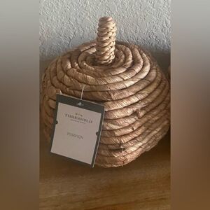 NWT Threshold Woven Rattan fall Boho Pumpkin tabletop home decor Halloween
